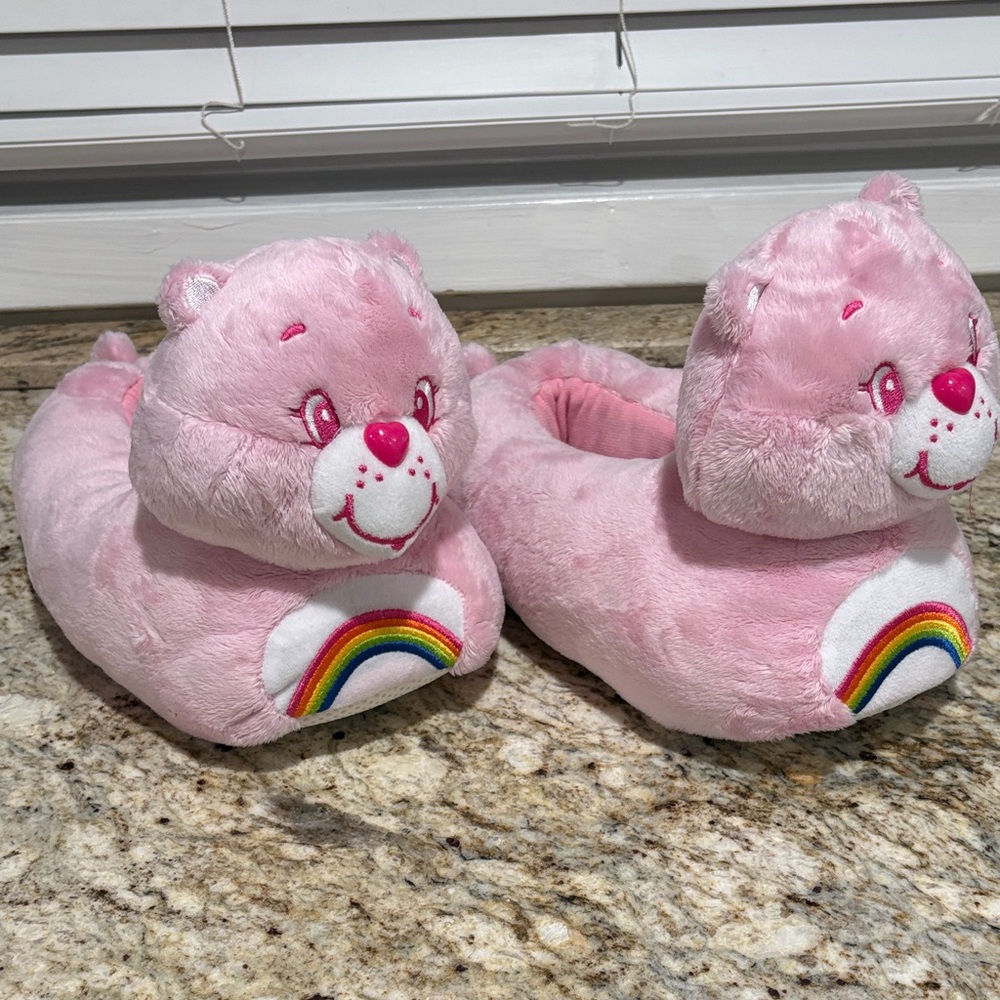 Care Bears Pink Plush Rainbow Bear Slippers